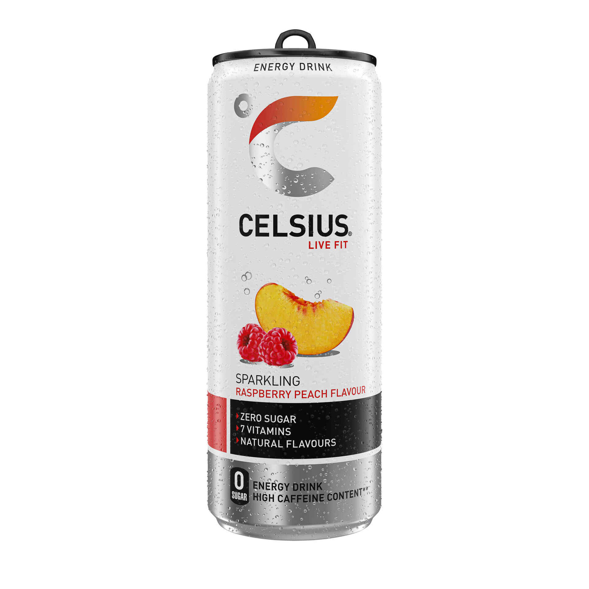 Bebida Energ&eacute;tica em Lata Gaseificada P&ecirc;ssego e Framboesa sem A&ccedil;&uacute;car Celsius