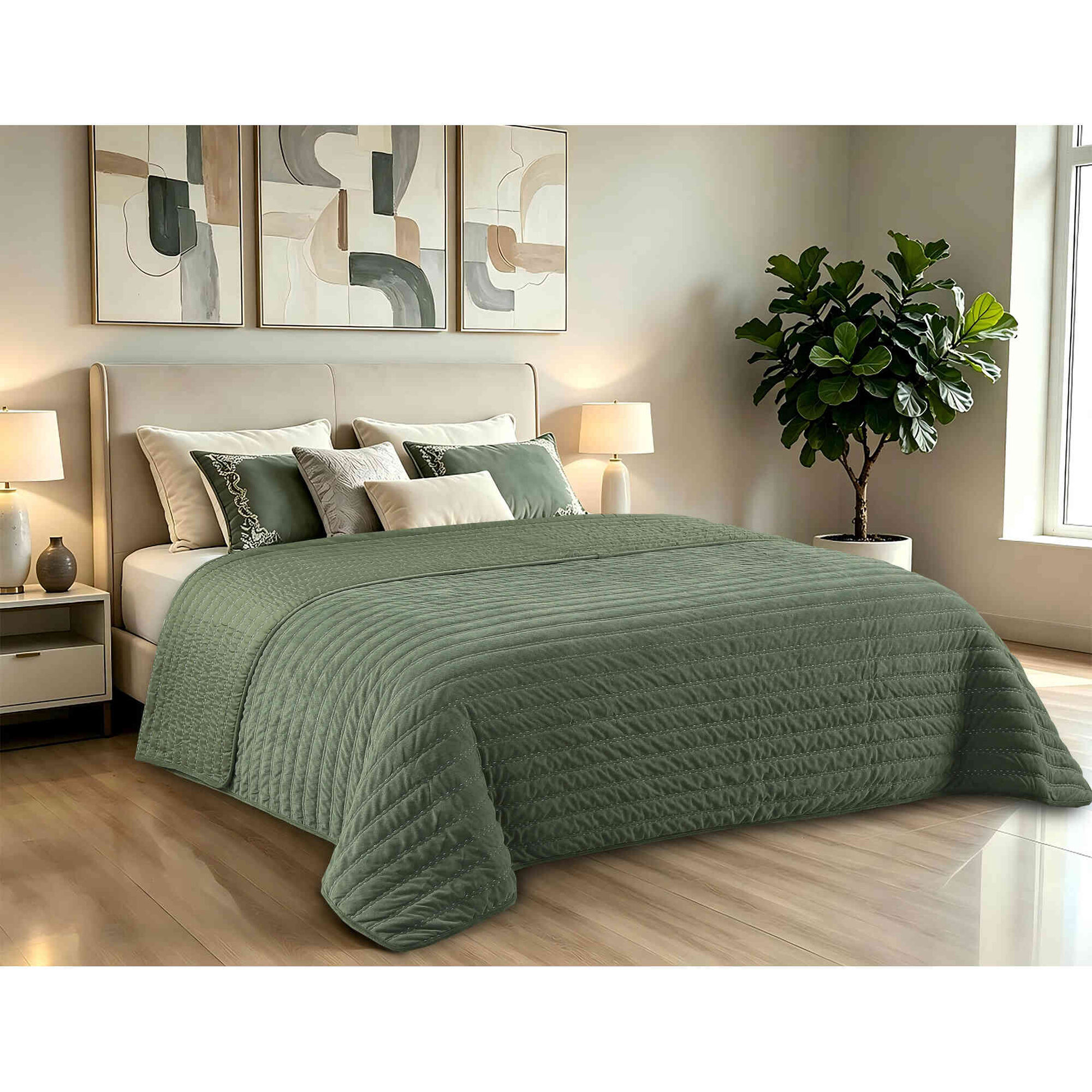 Colcha de Veludo 240x220cm Verde Deep Moss Kasa