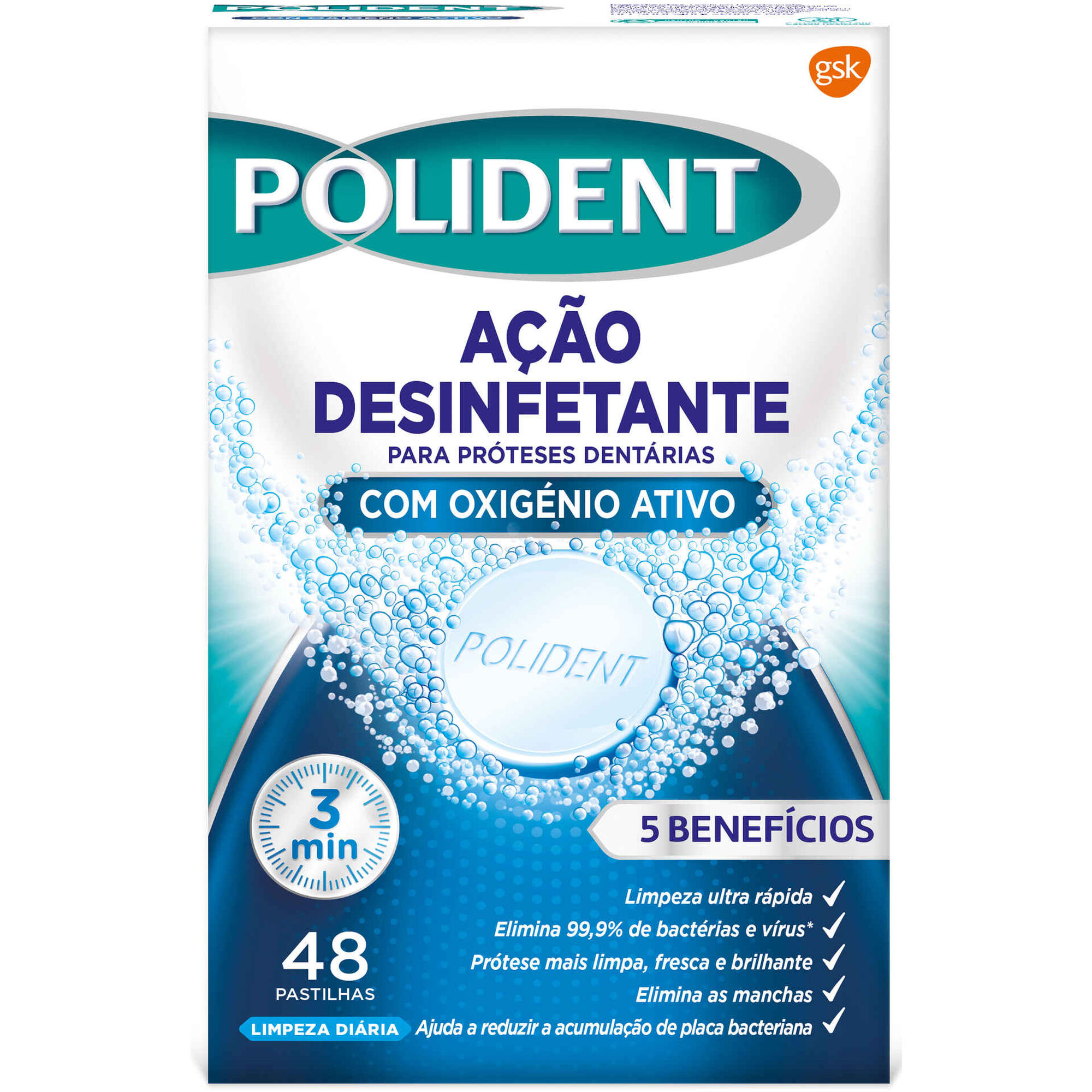 Pastilhas Limpeza de Próteses Dentárias Oxigénio Ativo