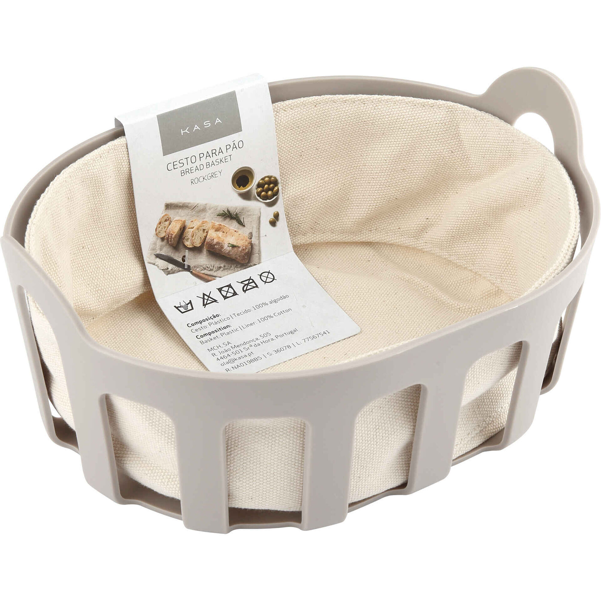 Cesto para P&atilde;o Cinza Kasa
