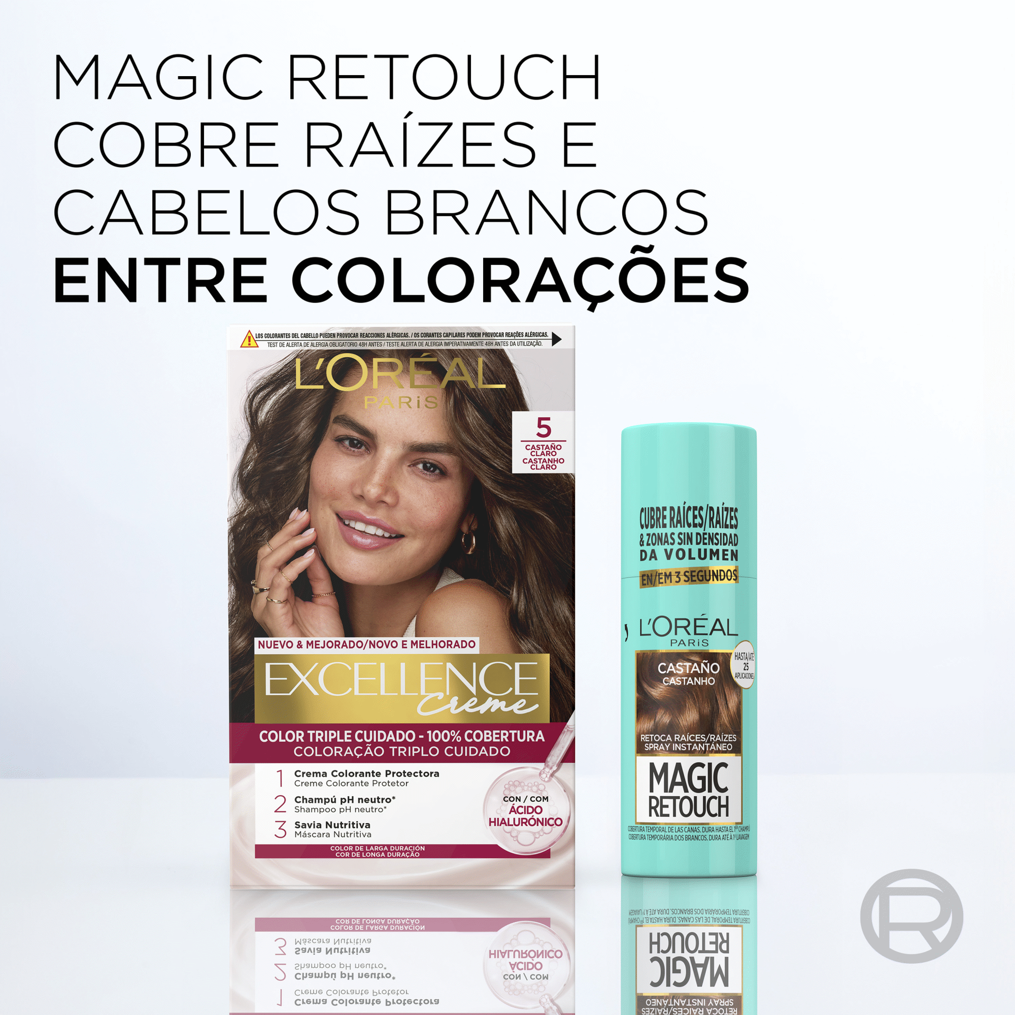 Colora&ccedil;&atilde;o Retoca Ra&iacute;zes Spray Castanho 3 L'Or&eacute;al Paris Magic Retouch