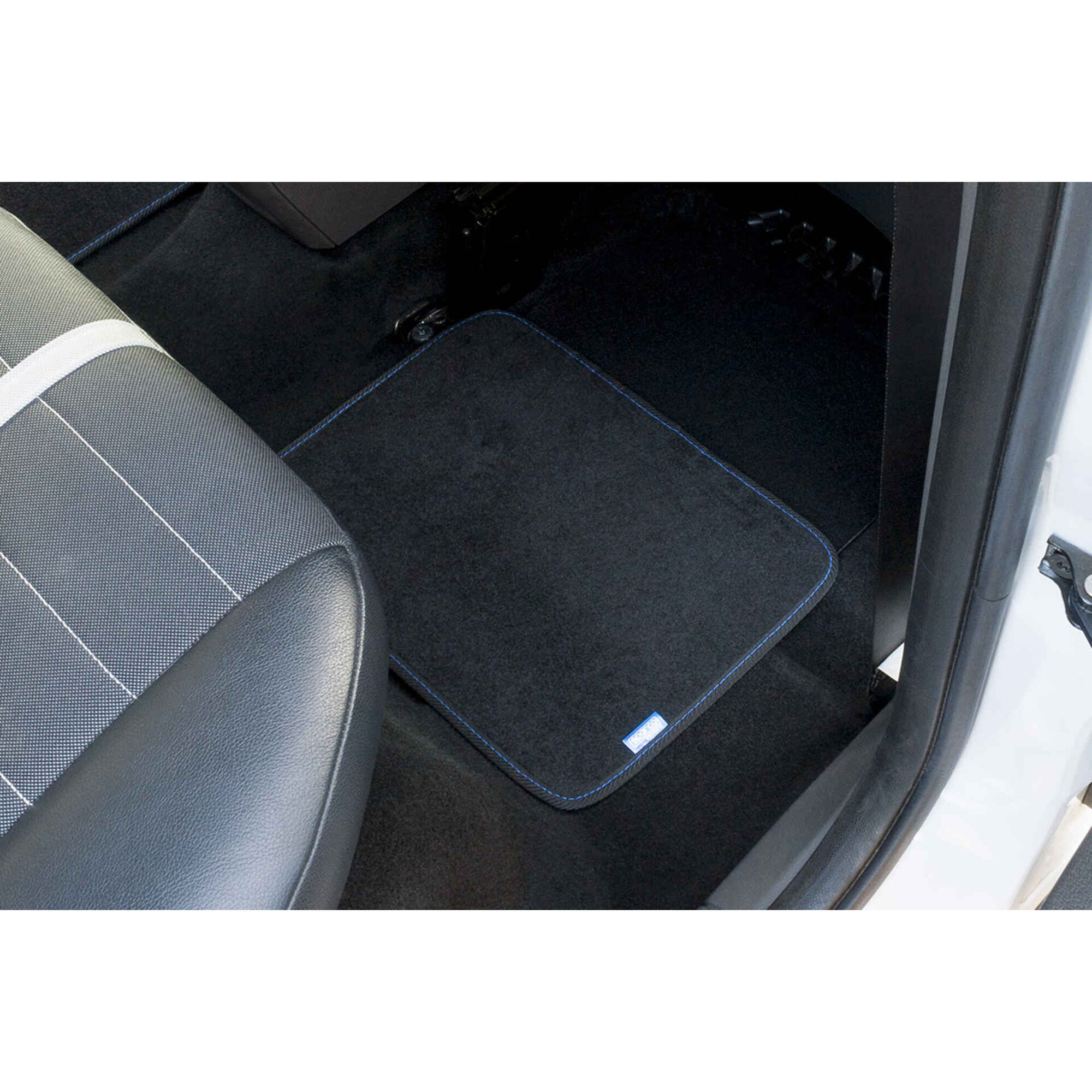 Conjunto 4 Tapetes Alcatifa Preto/Azul