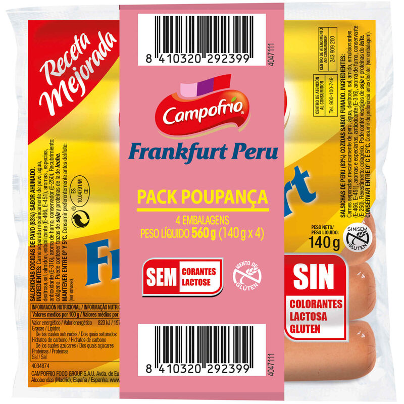 Salsichas de Peru Frankfurt Pack Poupança Campofrio