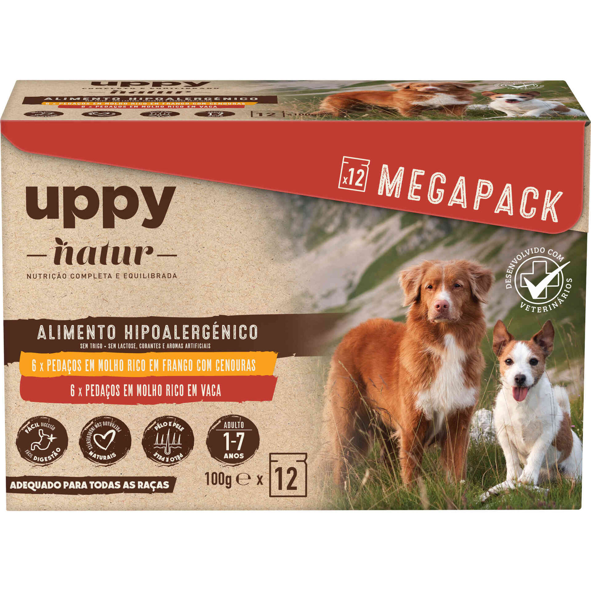Comida Húmida para Cão Adulto Sem Cereais Carne Saquetas