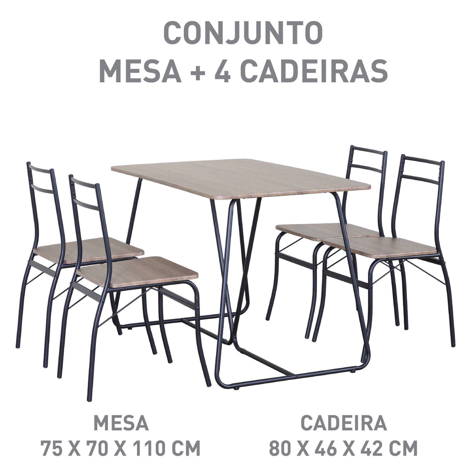 Conjunto Mesa e 4 Cadeiras Minimal Kasa