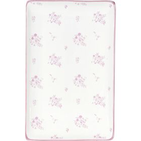 Travessa Retangular 25x16x2,2cm Cru com Flores Malva