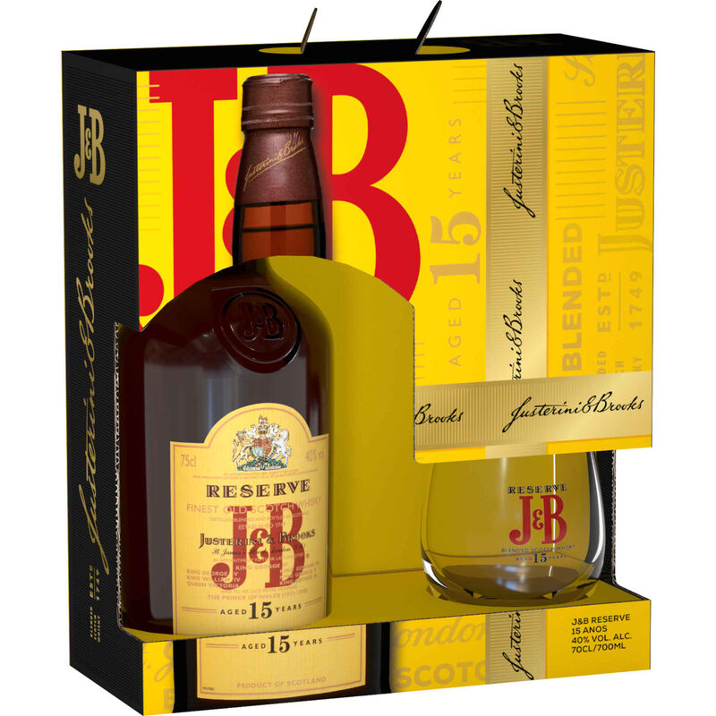 J&amp;B Reserve 15 Anos com Copo Whisky Scotch