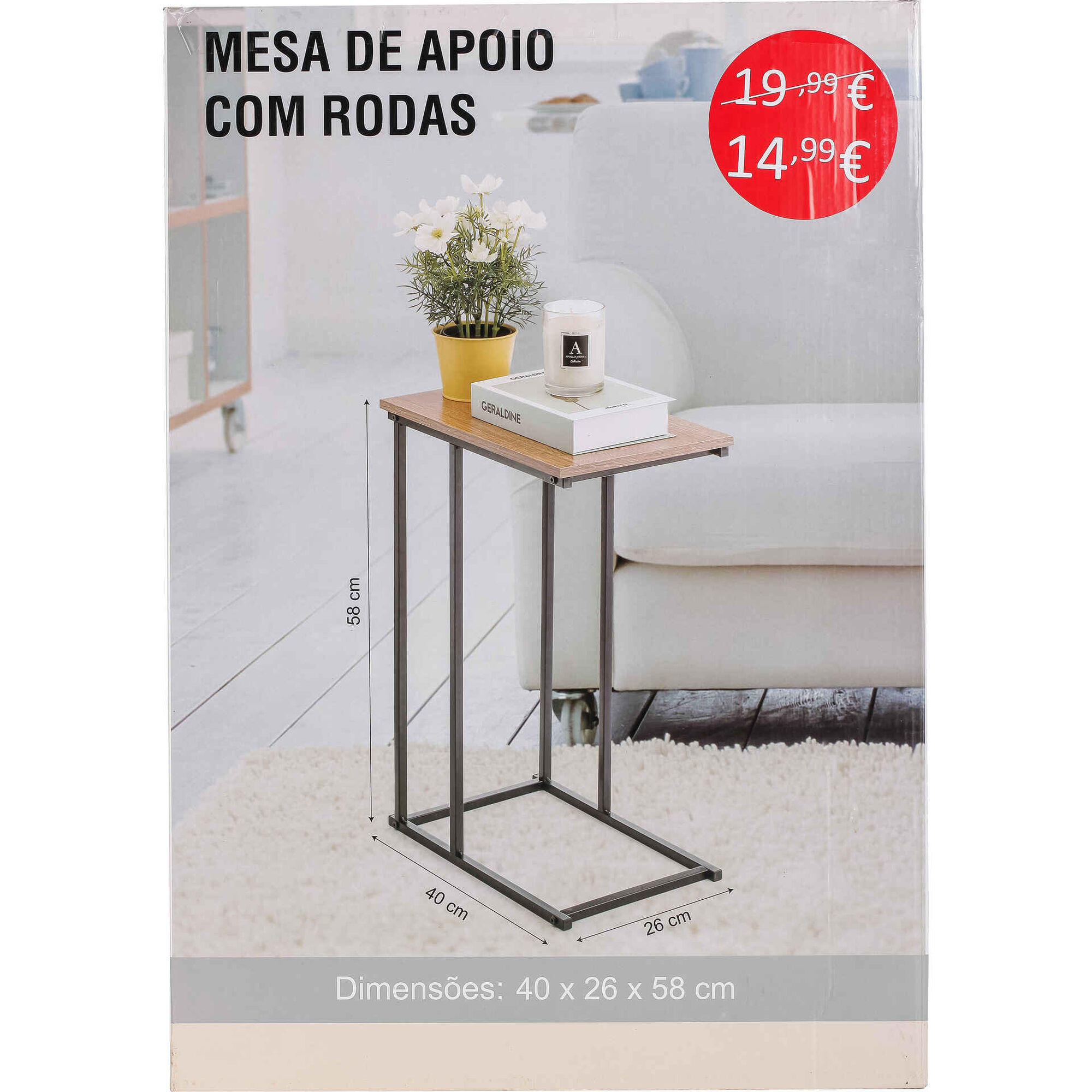 Mesa de Apoio Madeira e Preto Bazar&atilde;o