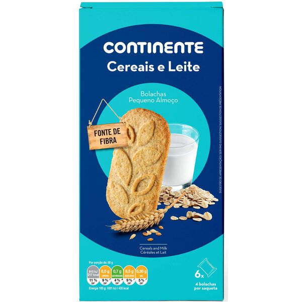 Bolachas Pequeno Almoço Cereais Leite Continente