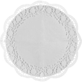 Pratos Bolos 28cm com Naperon Brancos