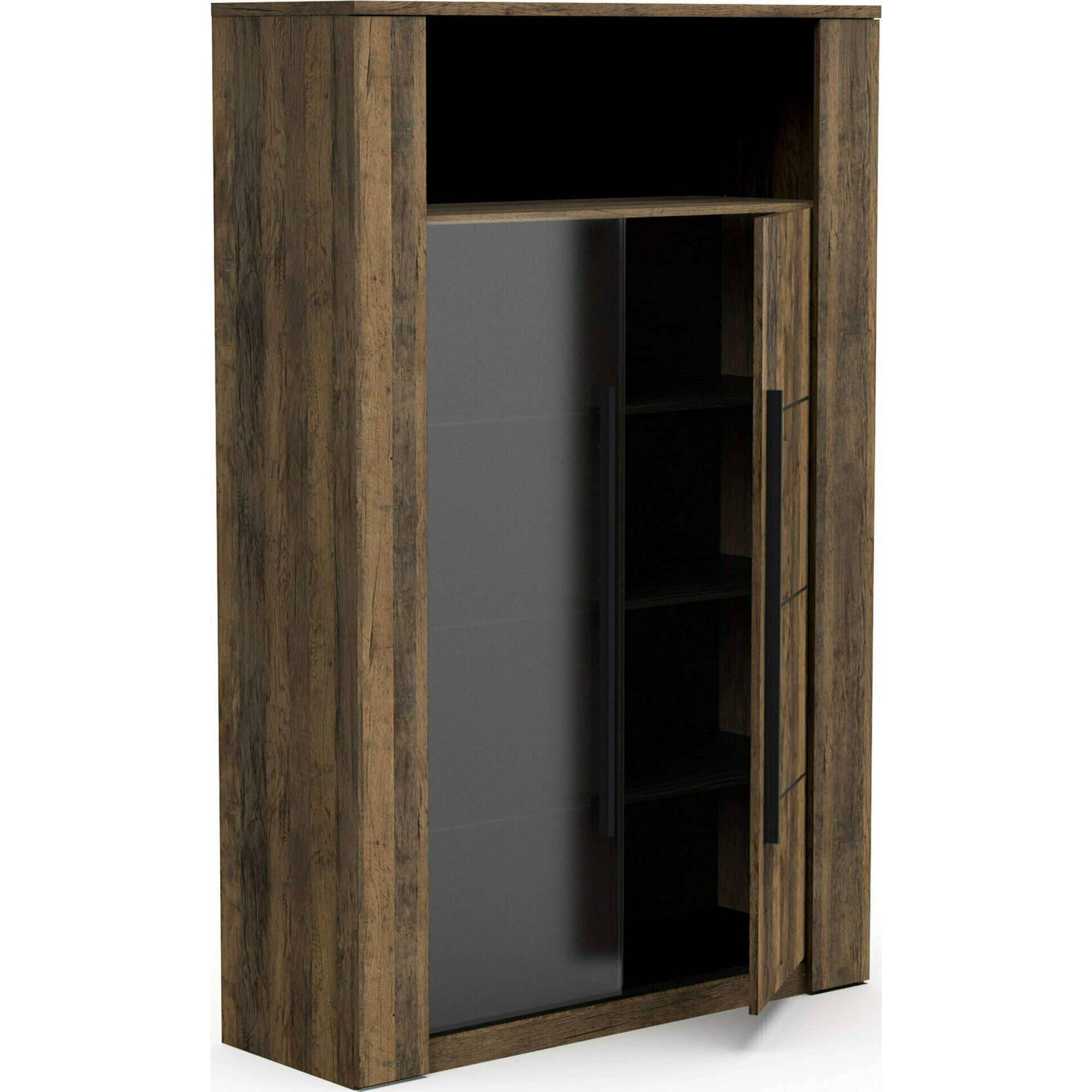 Móvel Alto com 1 Porta Vidro 114x40x176cm Carvalho Mónaco