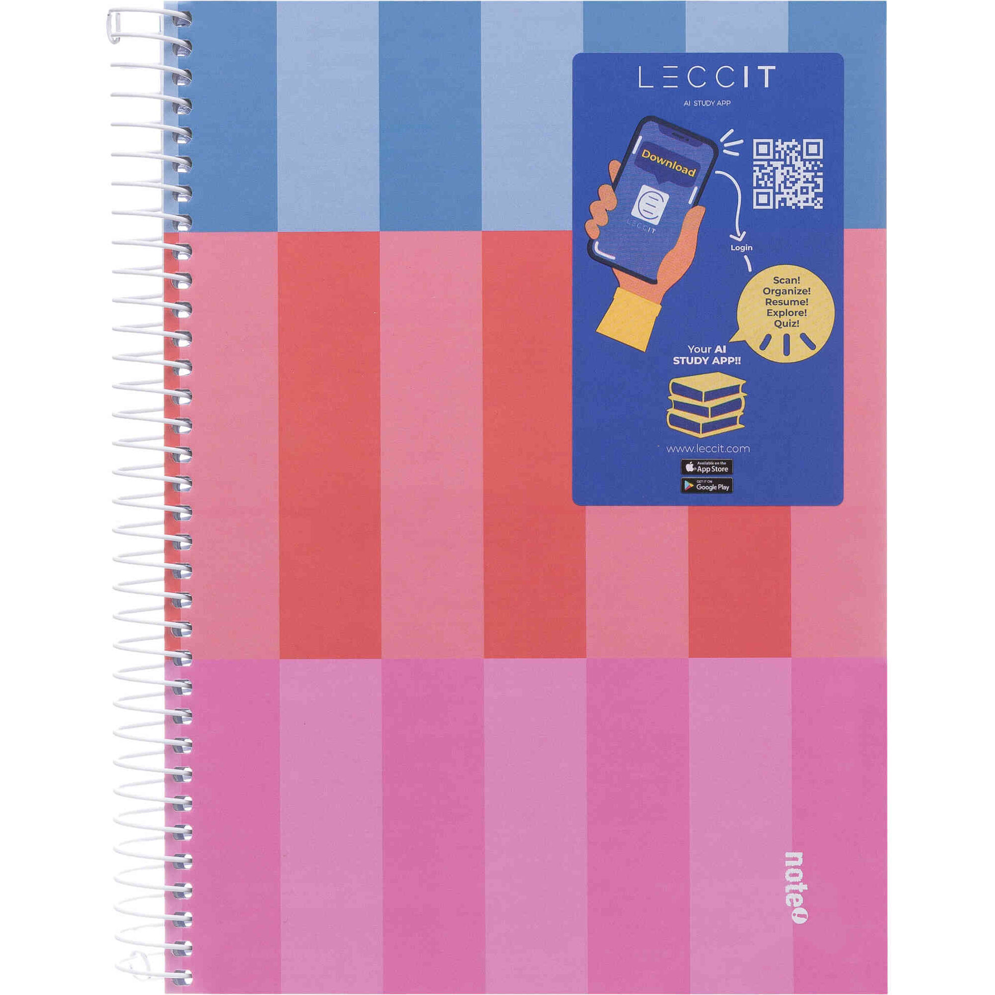 Caderno Note! Espiral Capa Dura A5 Pautado Dynamic para App Leccit (v&aacute;rias cores)