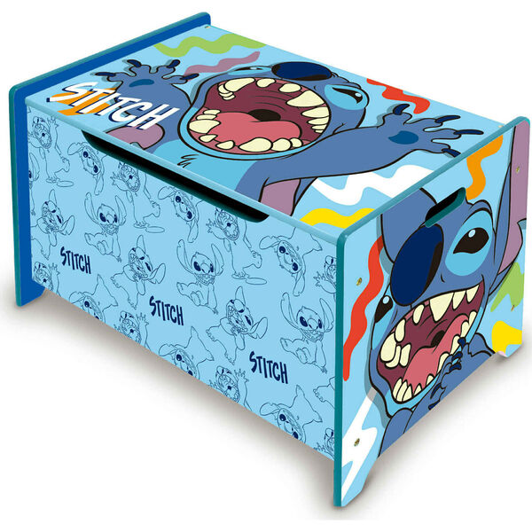 Banco e Baú Arrumação Madeira 62,5x37x40cm Stitch Stitch