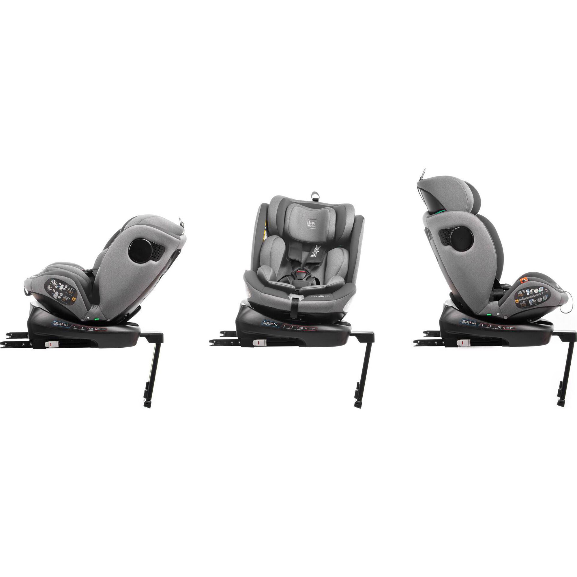 Cadeira Auto I-Size 40-150cm Isofix Rotativa com Pata Cinza