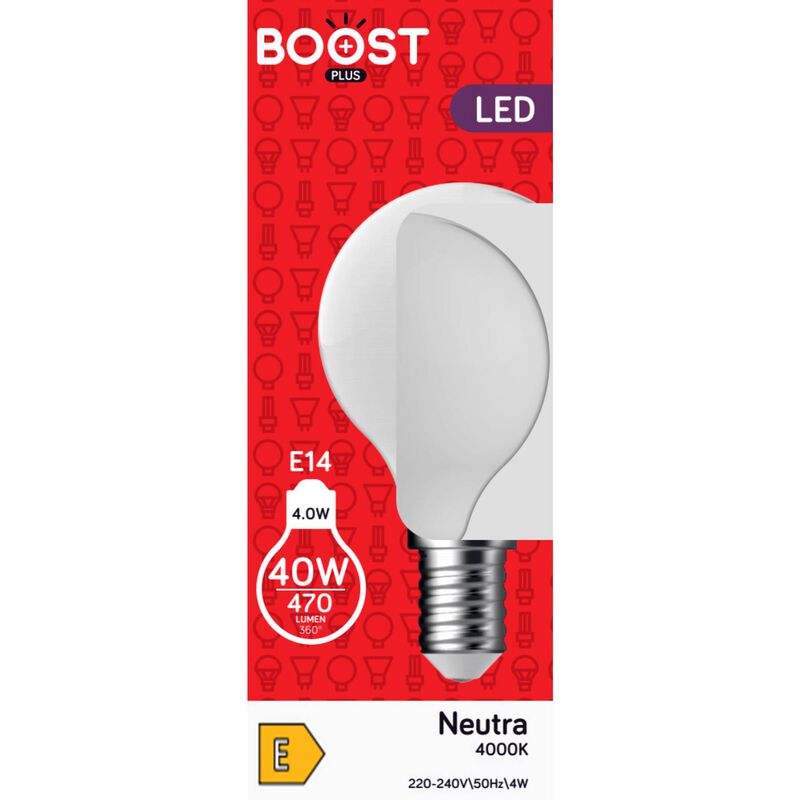 Lâmpada LED Esférica E14 4000K 40W Boost