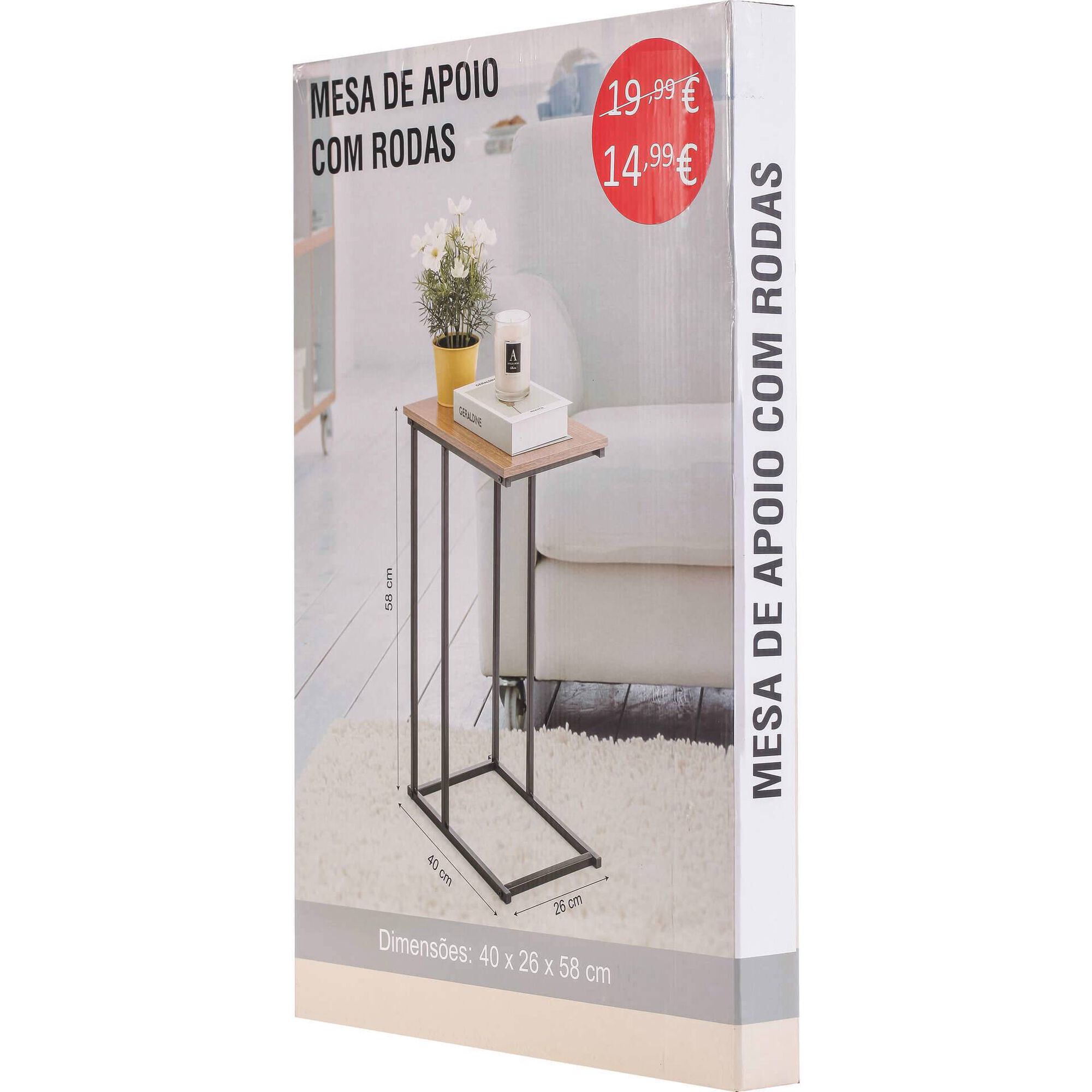 Mesa de Apoio Madeira e Preto Bazar&atilde;o