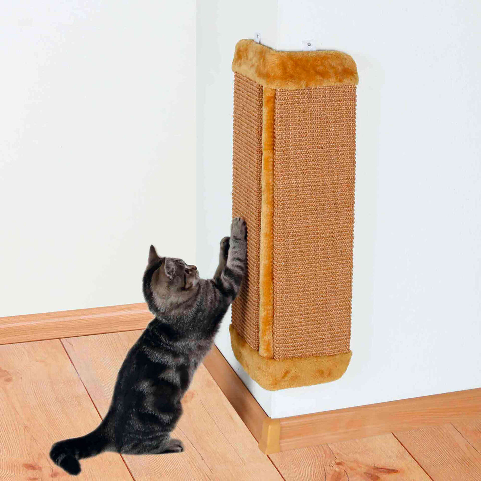 Arranhador para Gato para Aplicação em Esquinas 32x60cm Castanho