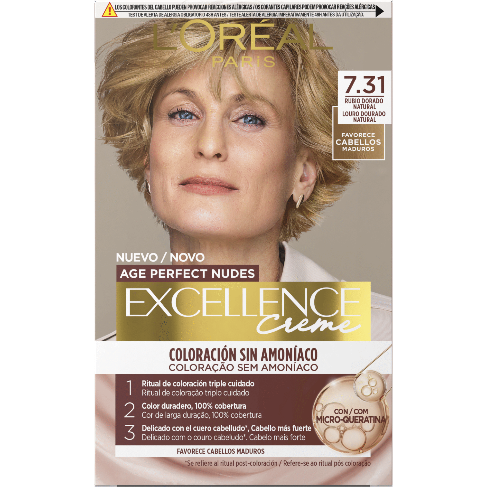 Colora&ccedil;&atilde;o Permanente Age Perfect Nudes 7.31 L'Or&eacute;al Paris Excellence
