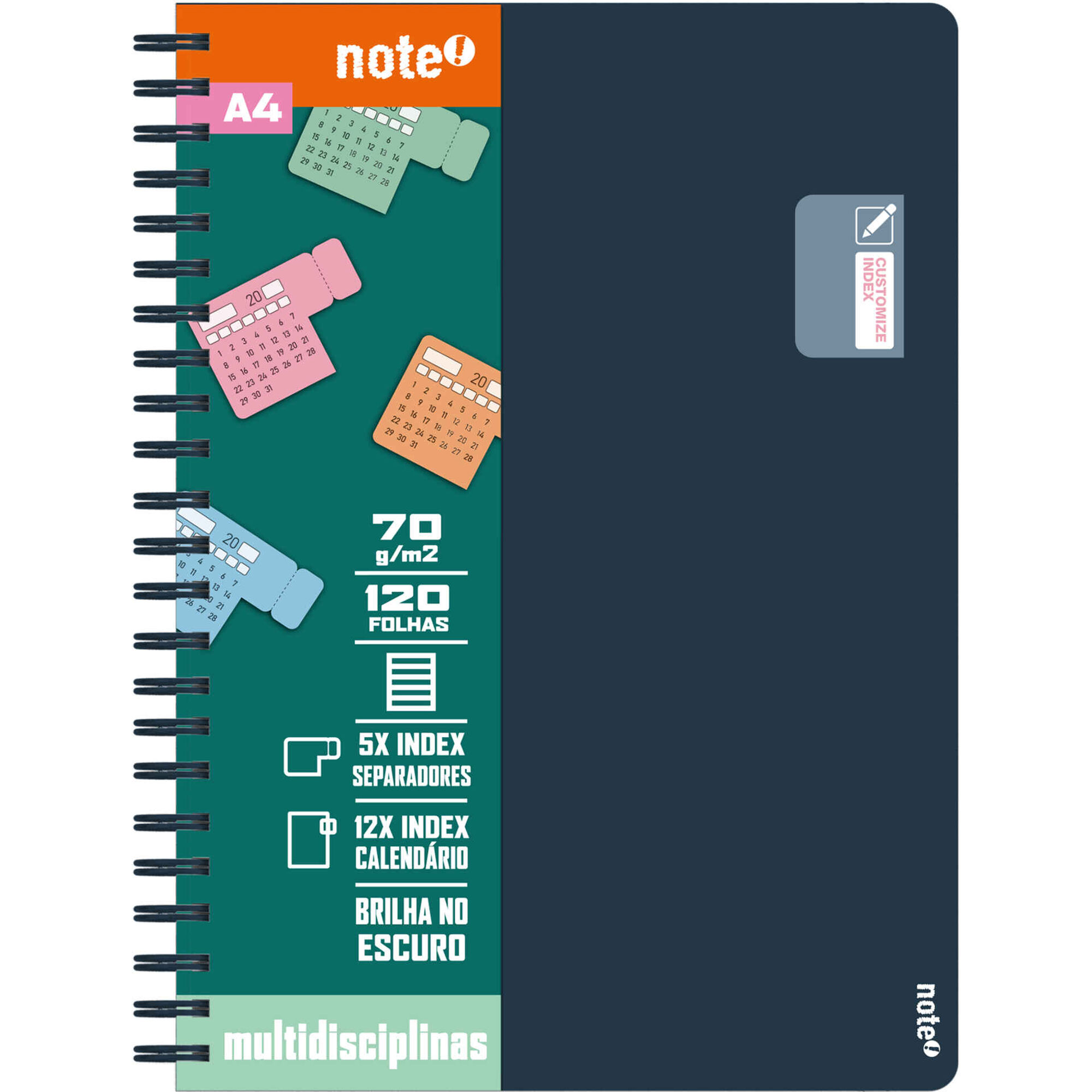 Caderno A4 Multidisciplinar 120 Folhas Pautado (v&aacute;rias cores) Note!