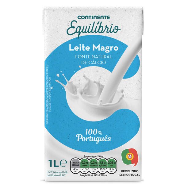 Leite UHT Magro Continente Equilíbrio