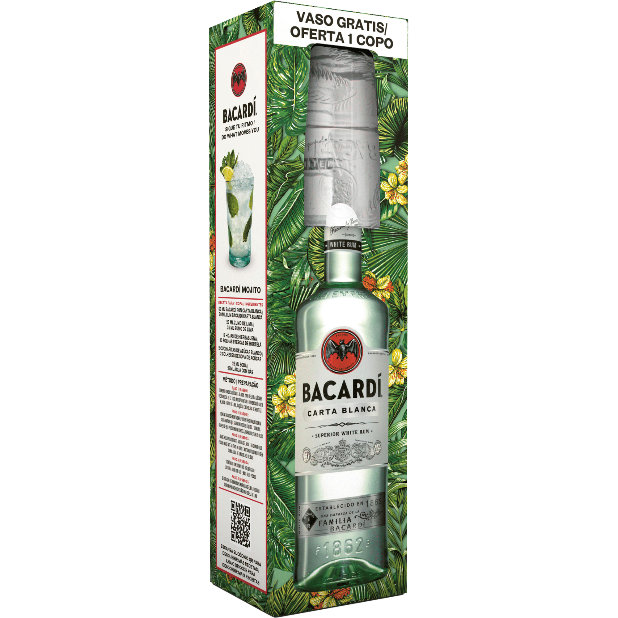 Rum Bacardi Carta Blanca com Oferta Copo