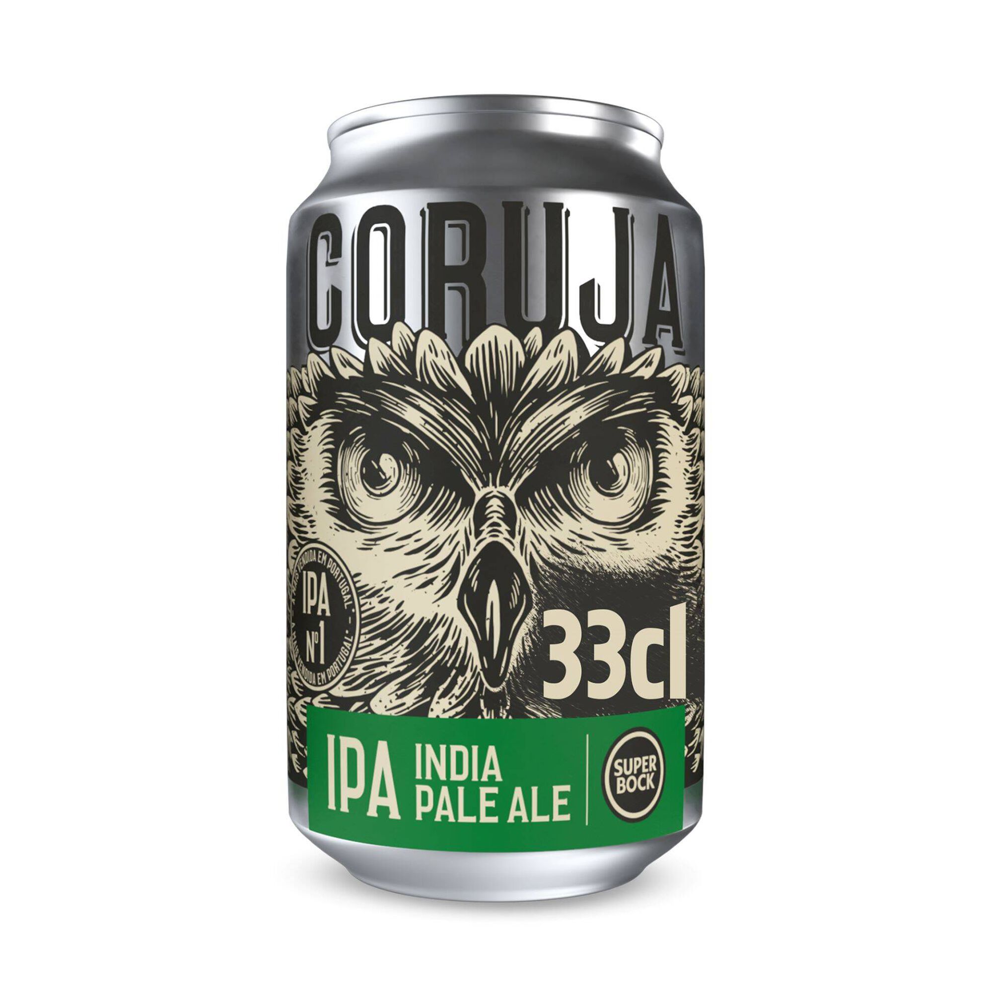 Cerveja com &Aacute;lcool em Lata Coruja IPA India Pale Ale Super Bock Coruja