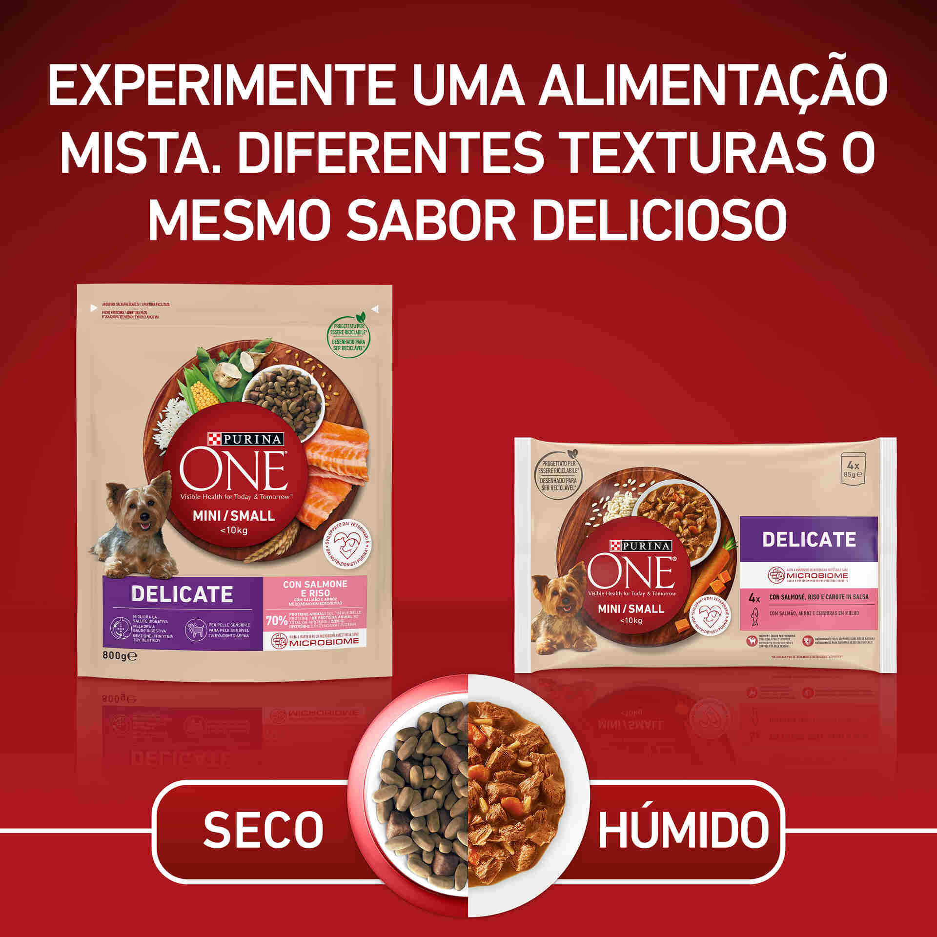 Racao para Cao Adulto Mini Delicate Salmao e Arroz Purina One Mini emb. 1 5 kg Continente Online