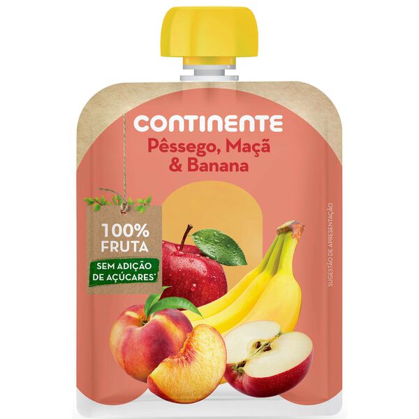 Saqueta de Fruta Pêssego, Maçã e Banana +8M Continente