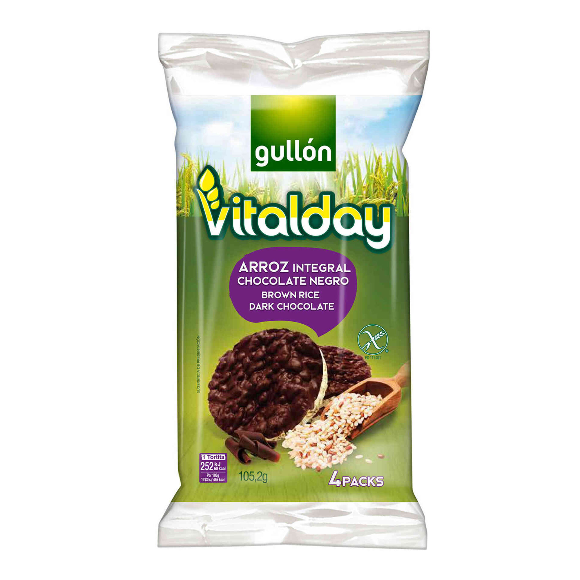Tortitas Vitalday de Arroz Integral Chocolate Negro sem Glúten