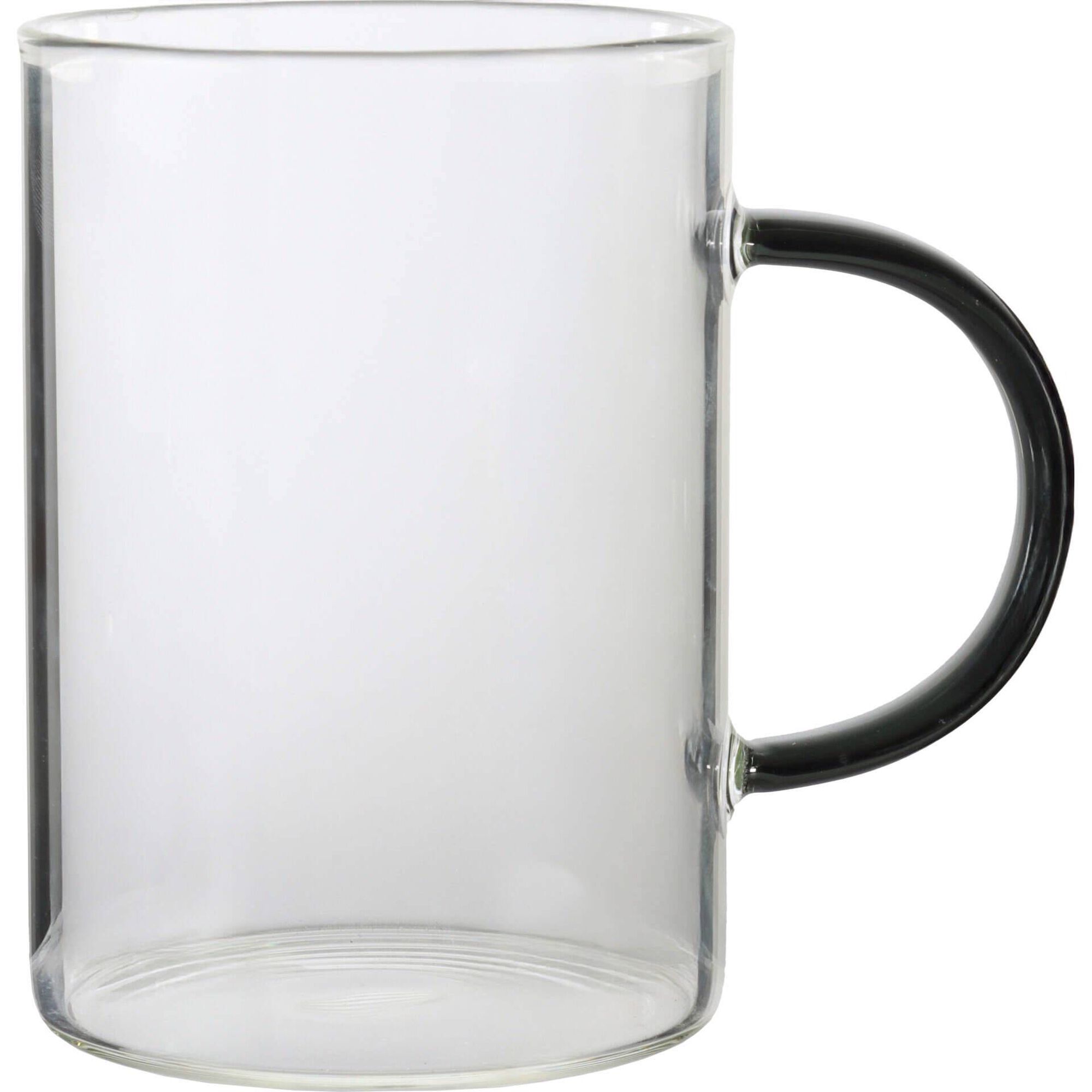 Caneca Vidro 300ml com Asa Preta