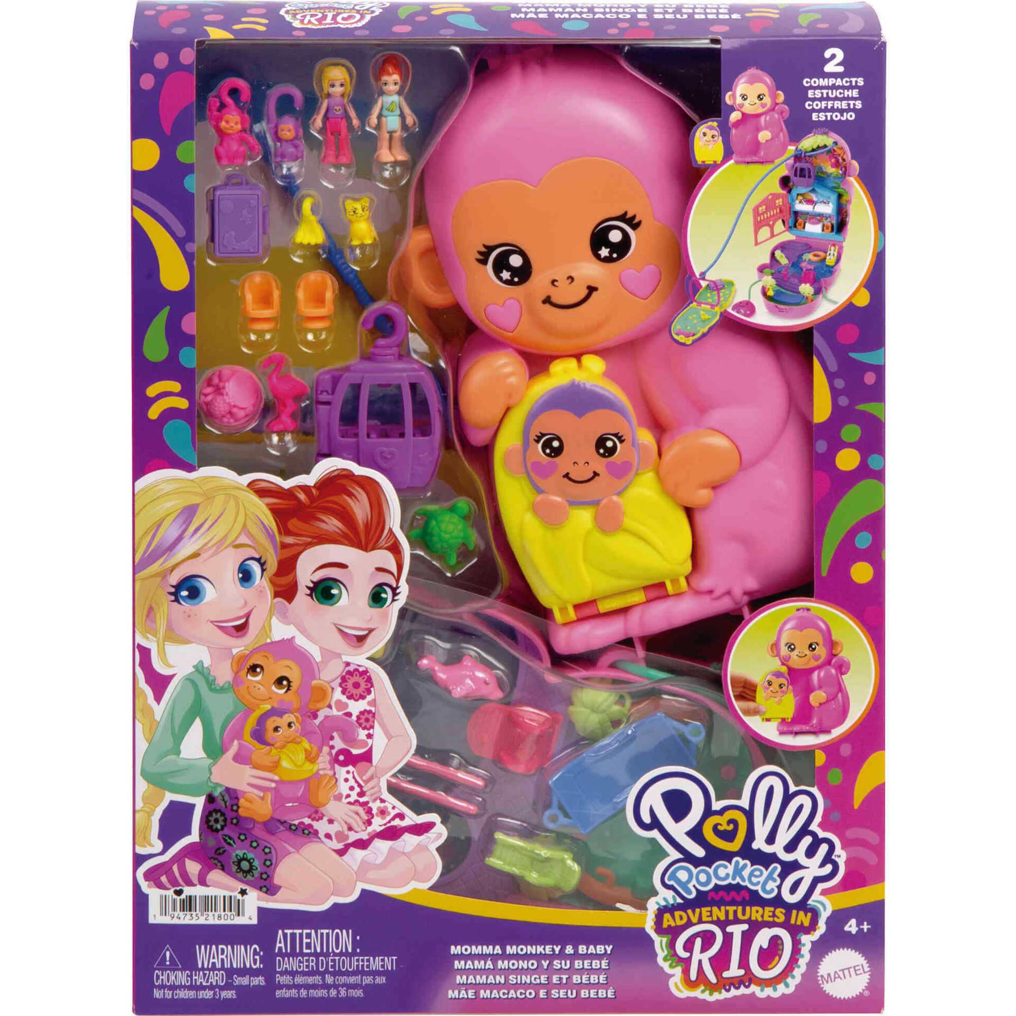 Polly Pocket Mamã Macaco e Bébé