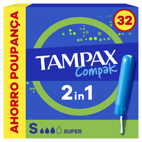 Tamp&atilde;o com Aplicador Compak Super Tampax