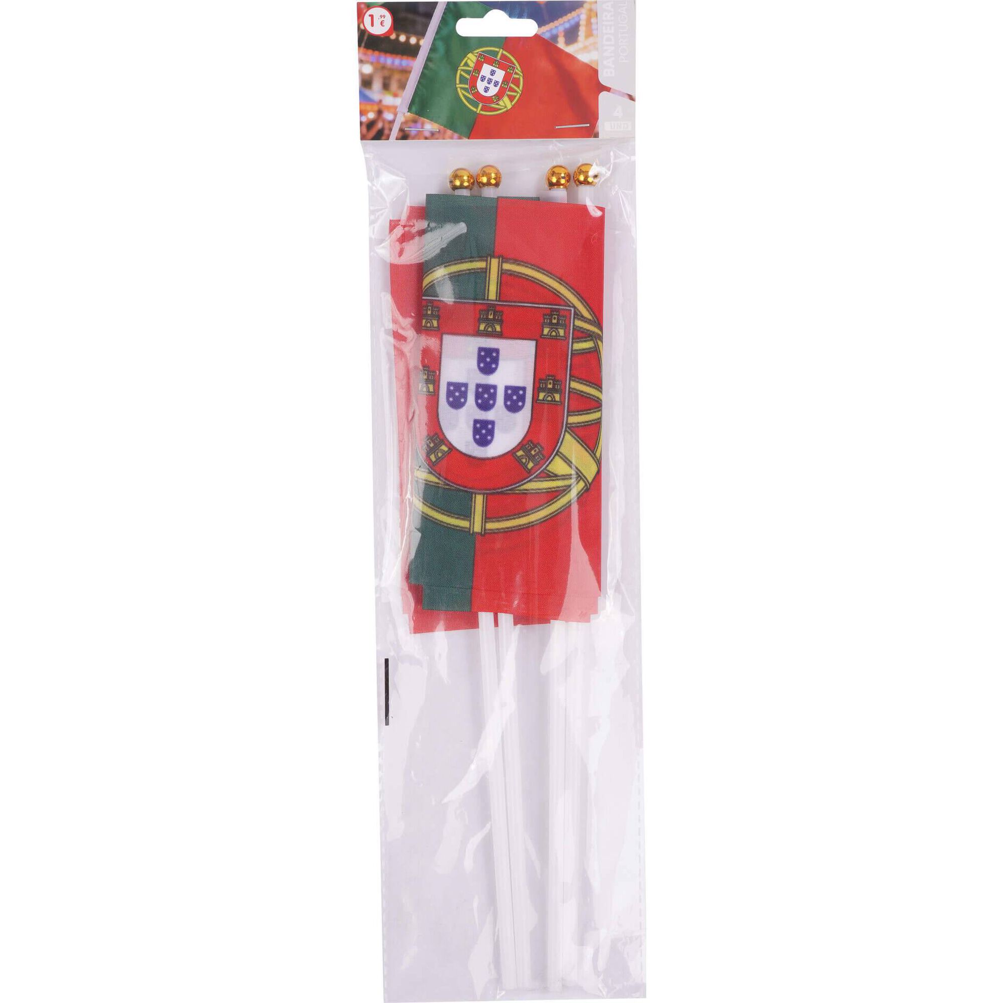 Conjunto 4 Bandeiras Portugal Bazar&atilde;o