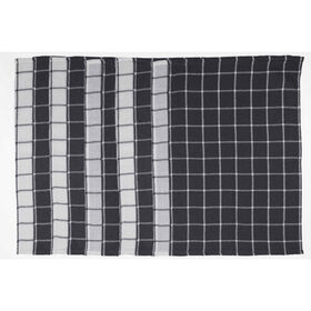 Conjunto 10 Panos Cozinha Algodão 60x40cm Cinza e Branco