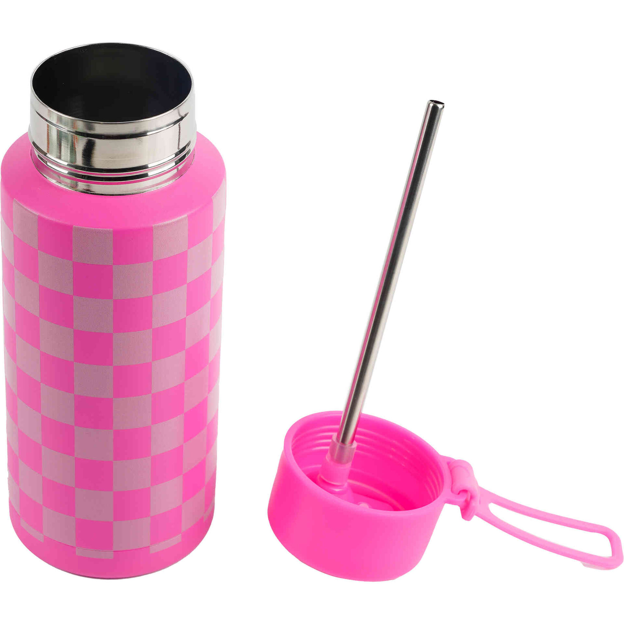 Garrafa T&eacute;rmica 1L Xadrez Neon Rosa Note!