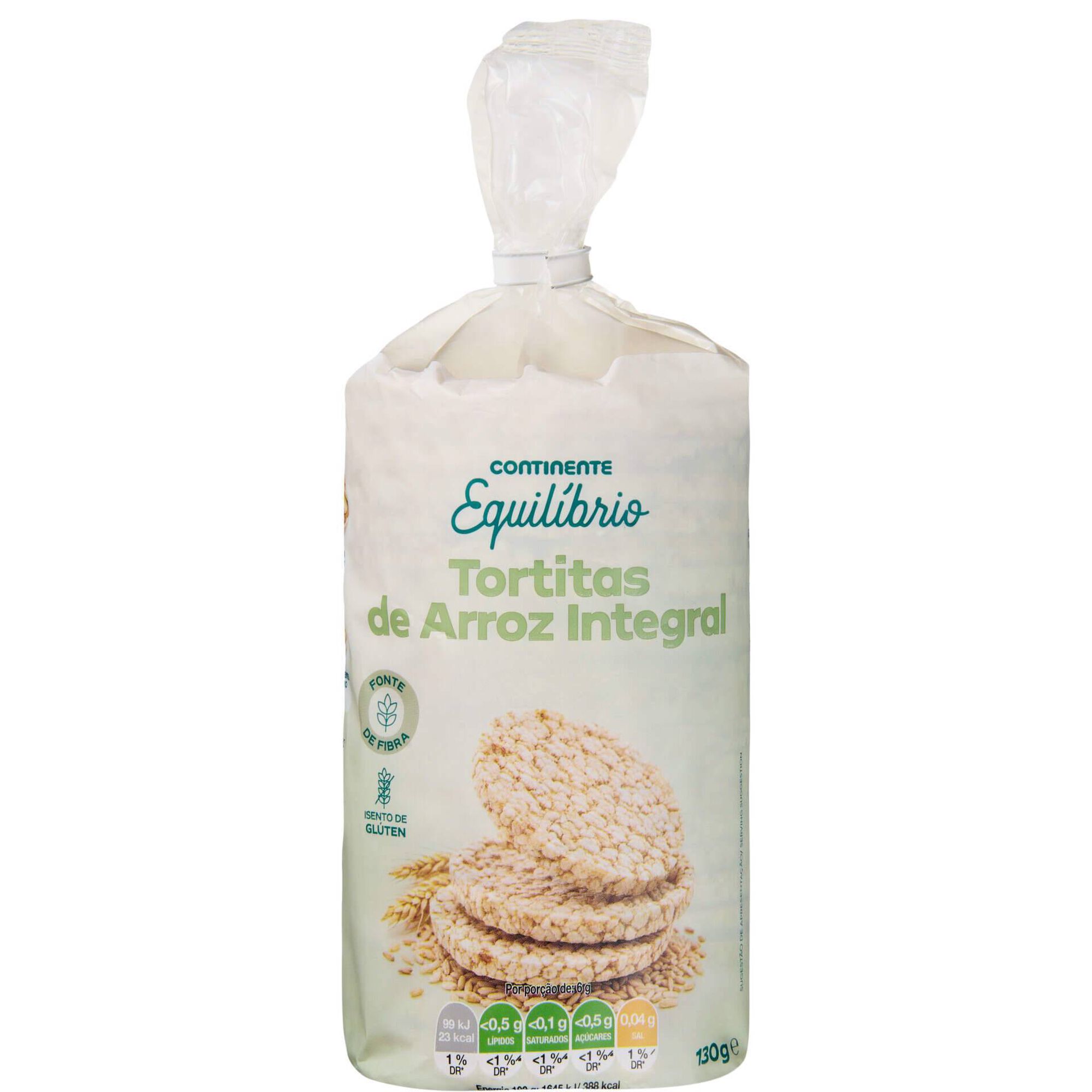 Tortitas de Arroz Integral com Sal sem Gl&uacute;ten Continente Equil&iacute;brio