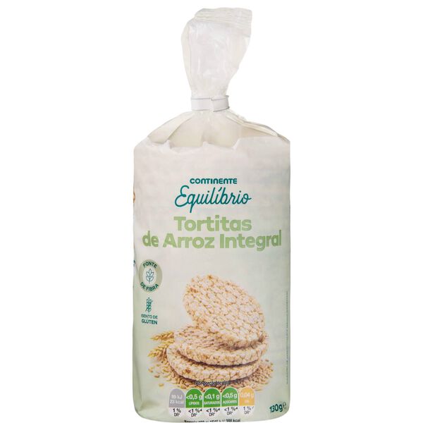 Tortitas de Arroz Integral com Sal sem Glúten Continente Equilíbrio