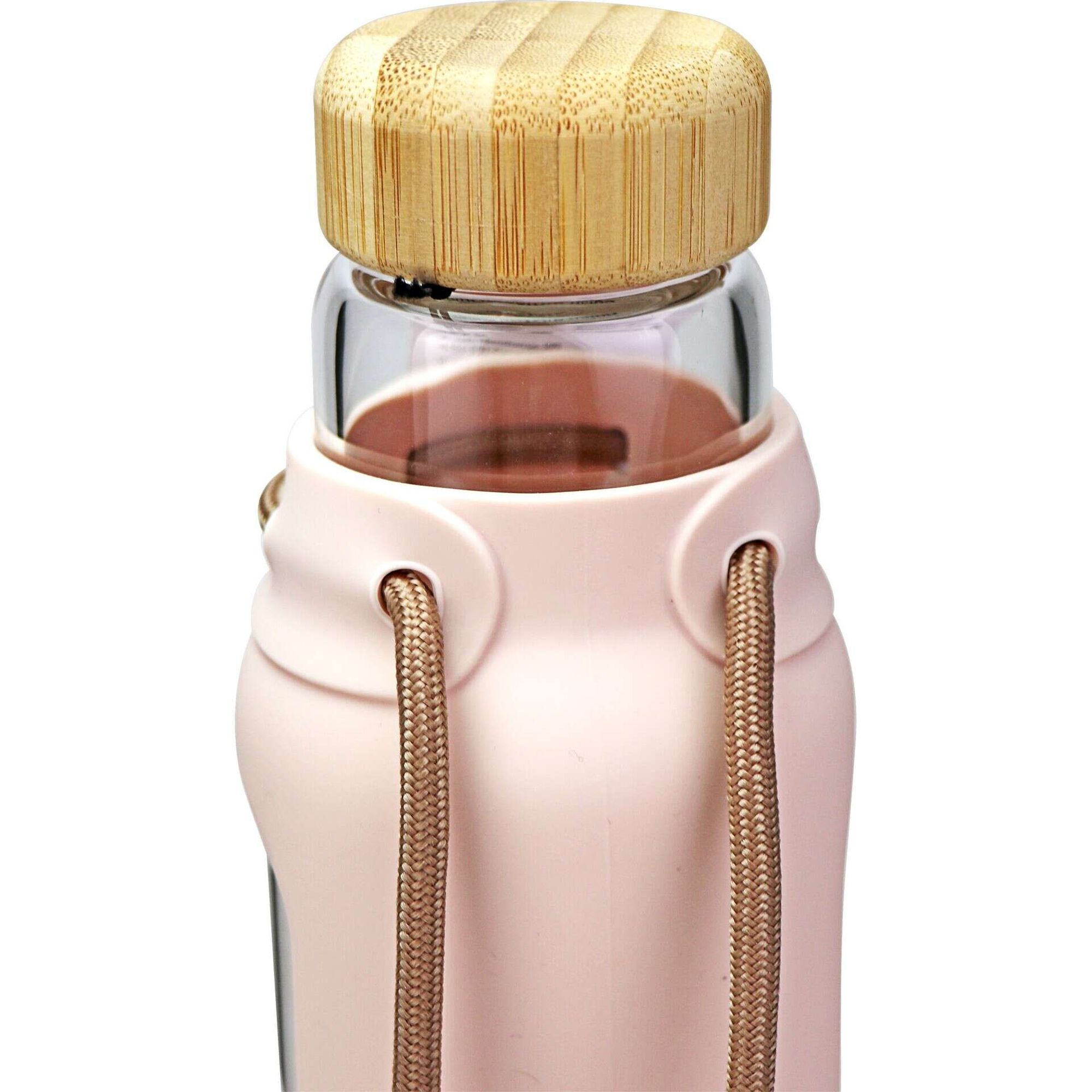 Garrafa Vidro e Silicone 650ml Rosa