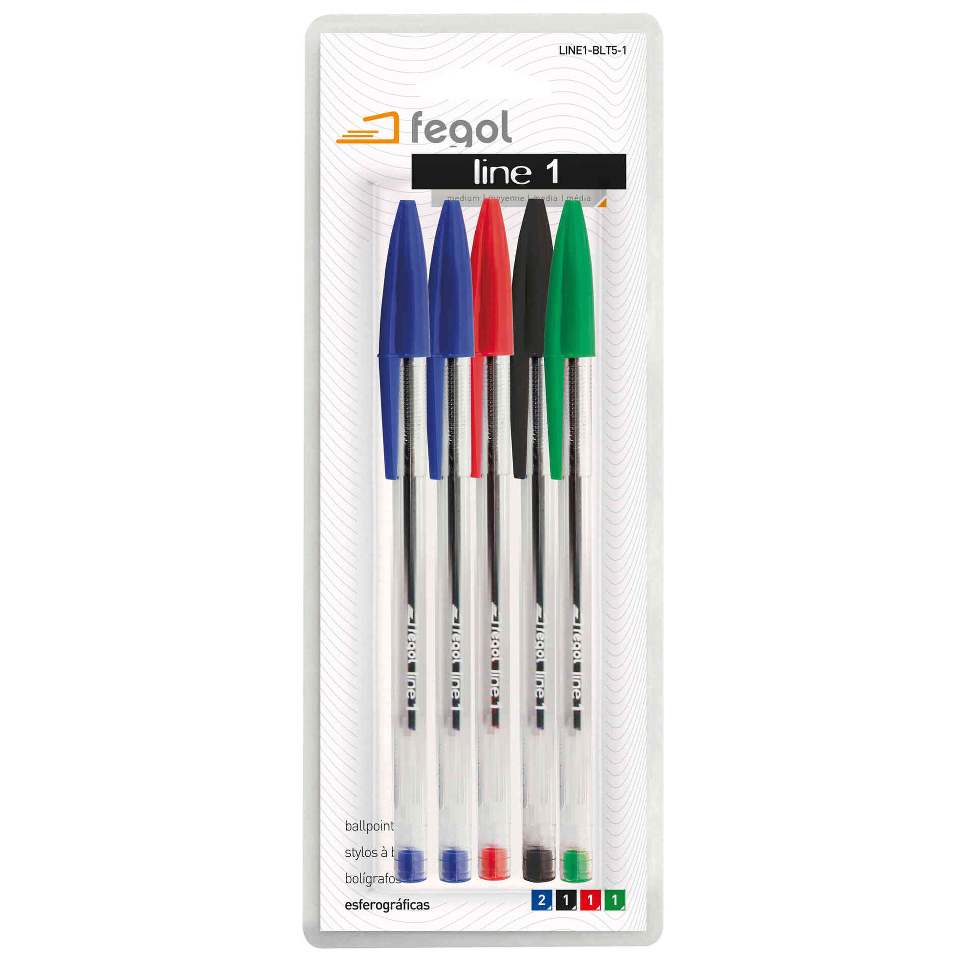 Esferográfica Cristal Line de Tinta Preta, Azul, Vermelha e Verde