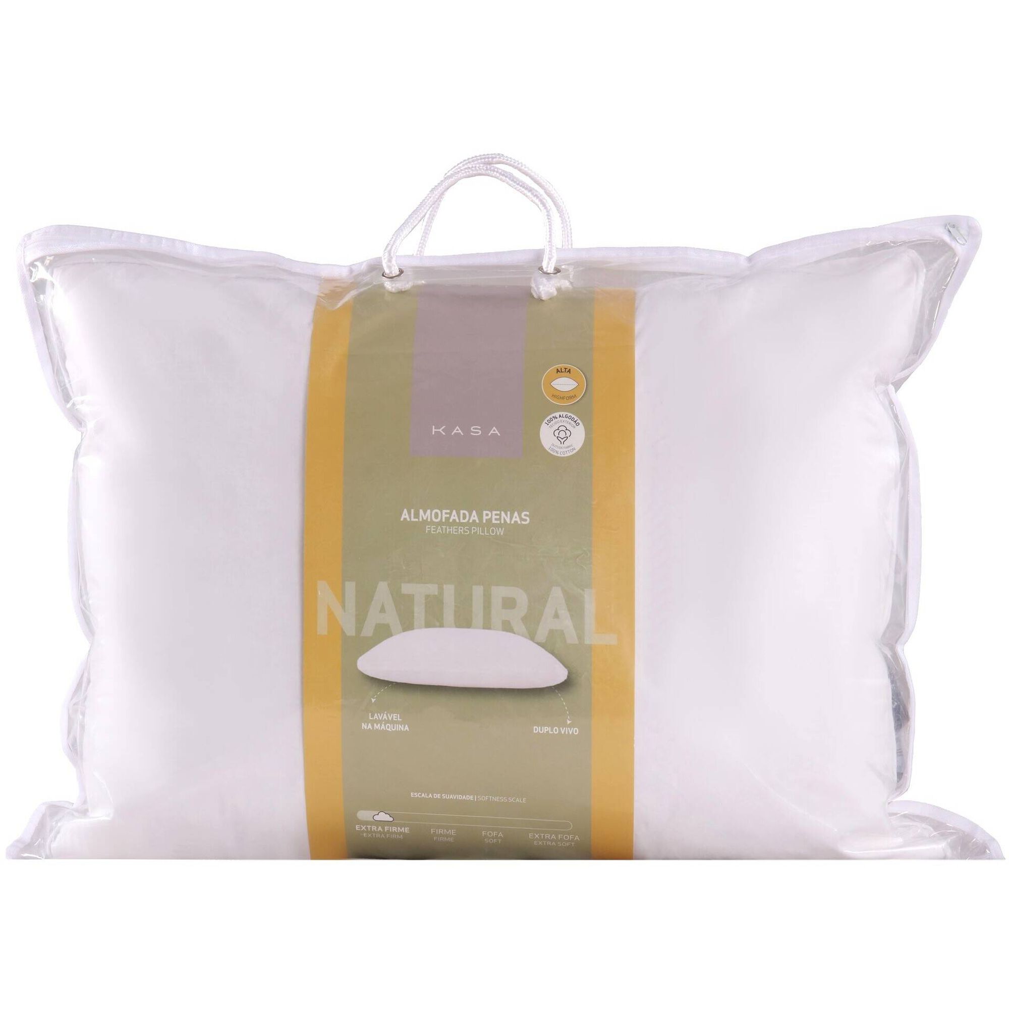 Almofada Penas Alta Extra Firme 45x60cm Kasa