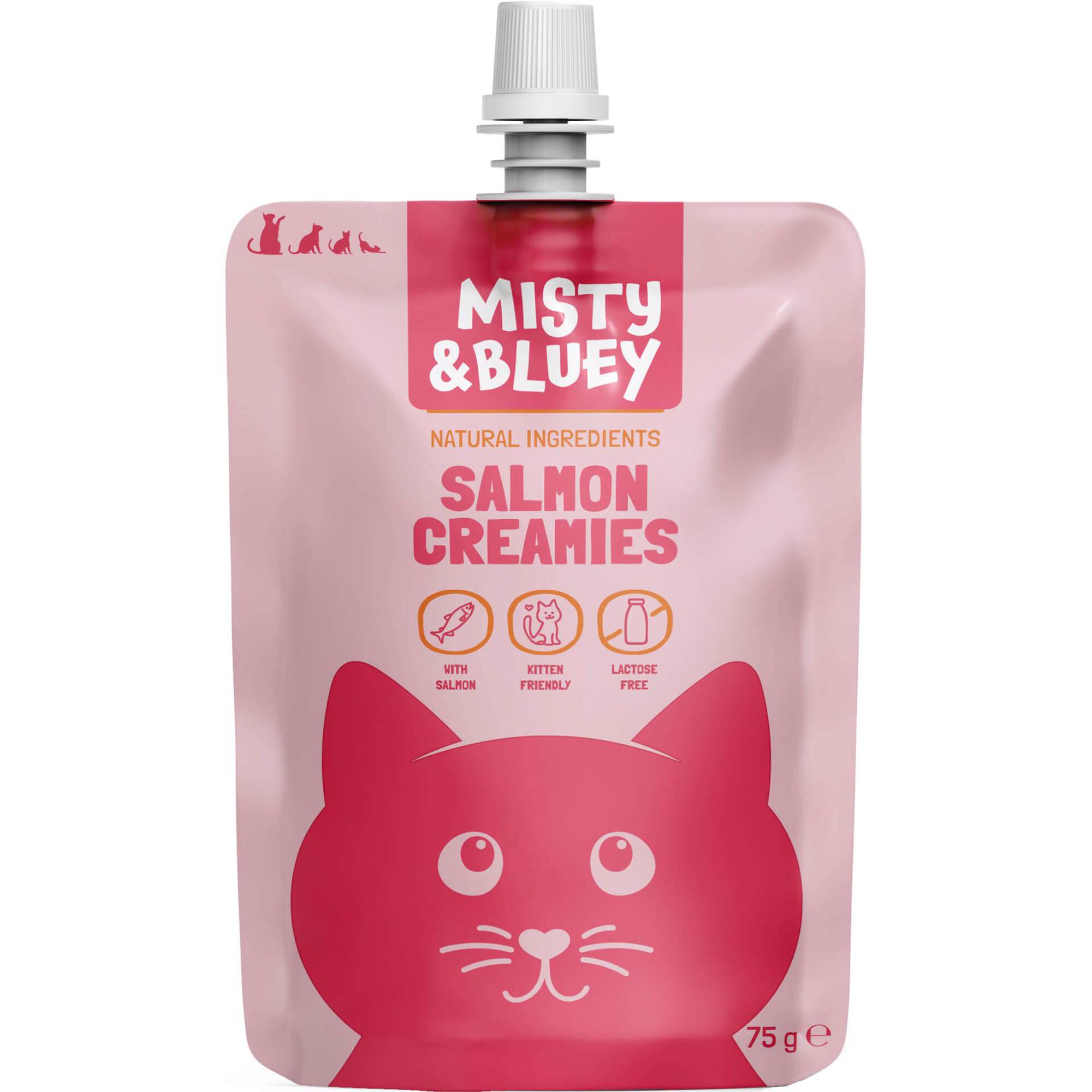 Snack para Gato Creamy Salm&atilde;o Misty & Bluey