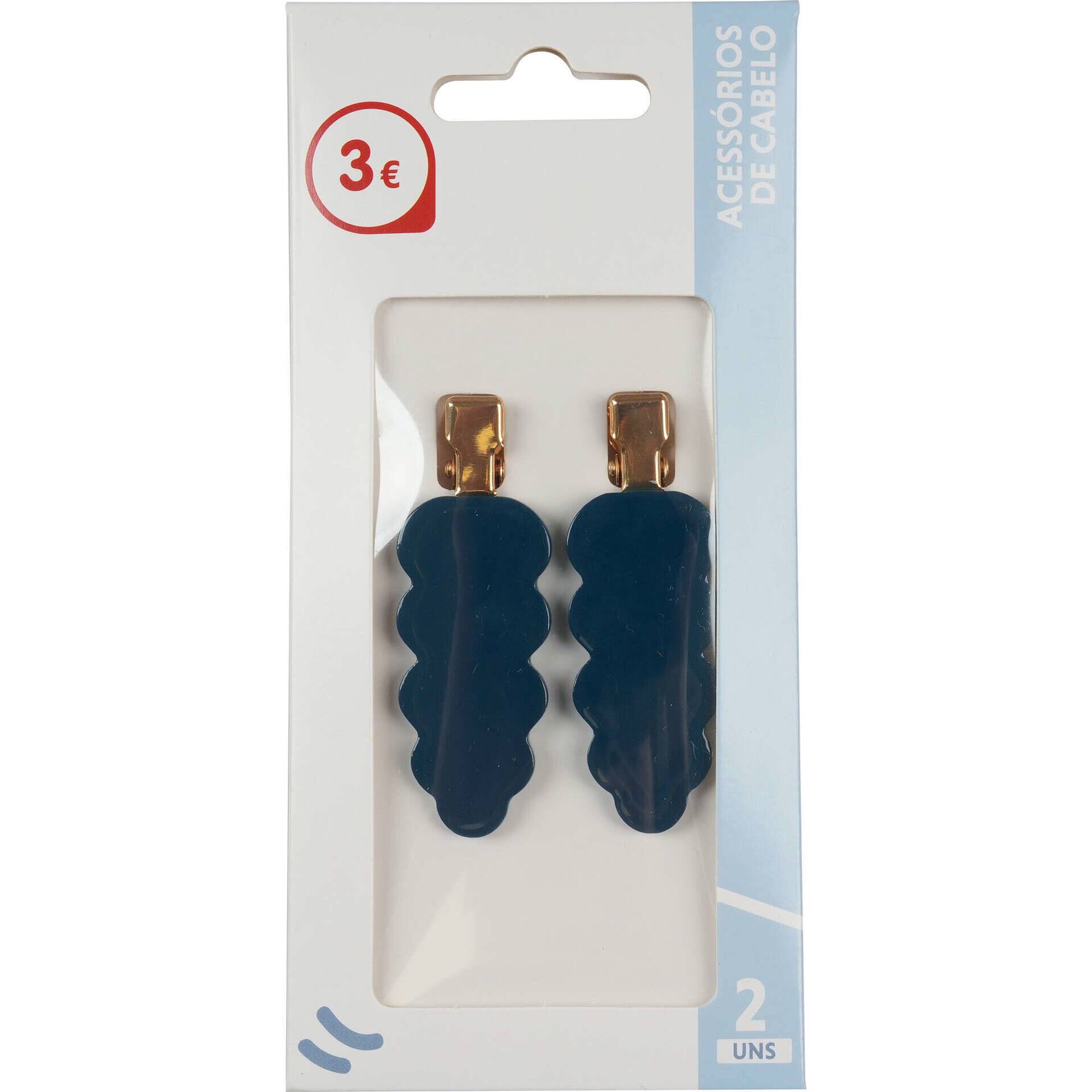 Conjunto 2 Ganchos Cabelo Azul Escuro Bazar&atilde;o