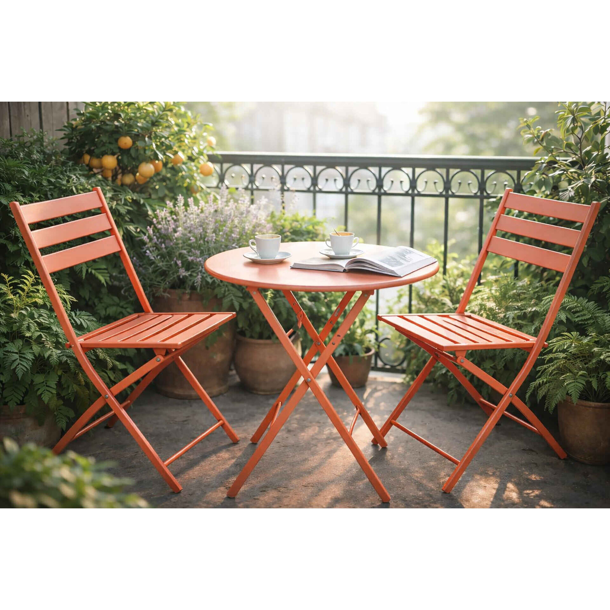 Conjunto de Refei&ccedil;&atilde;o Mesa e 2 Cadeiras Terracota A&ccedil;ores Kasa