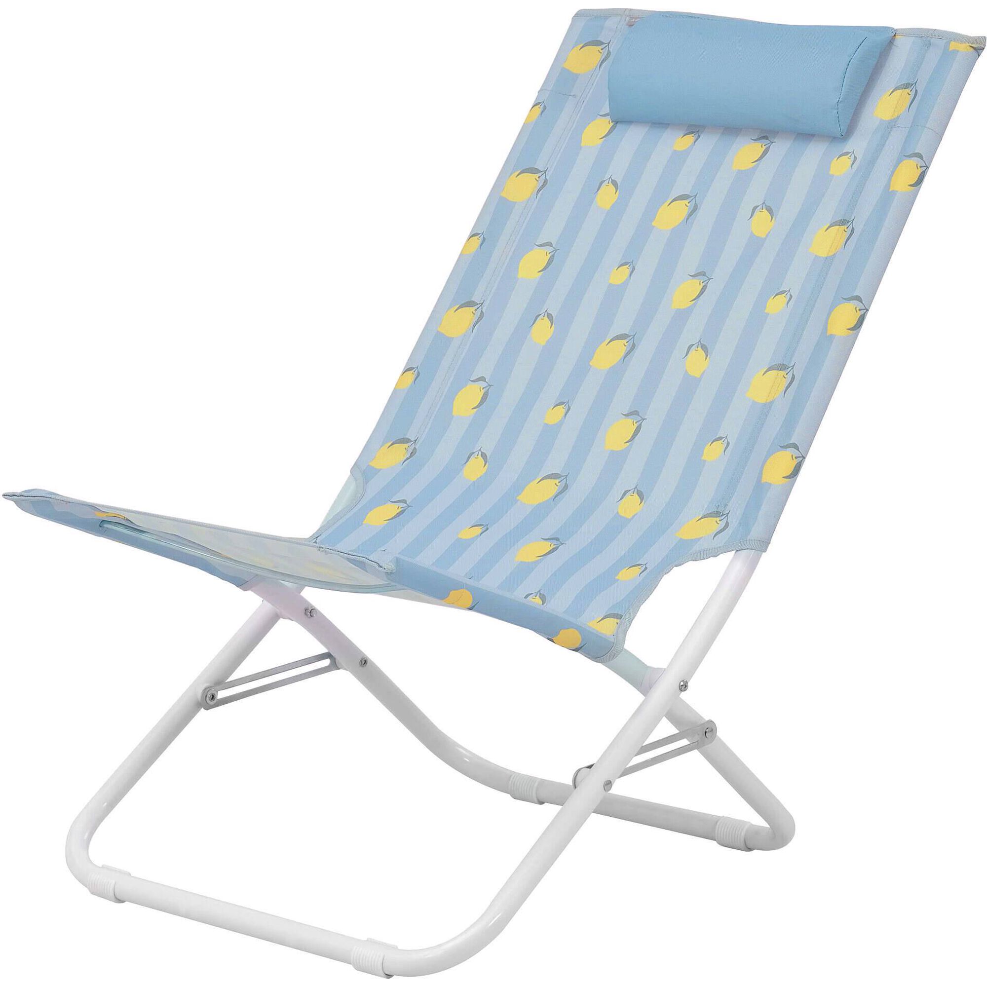 Cadeira Relax com Almofada Azul com Lim&otilde;es Candy Stripes Kasa