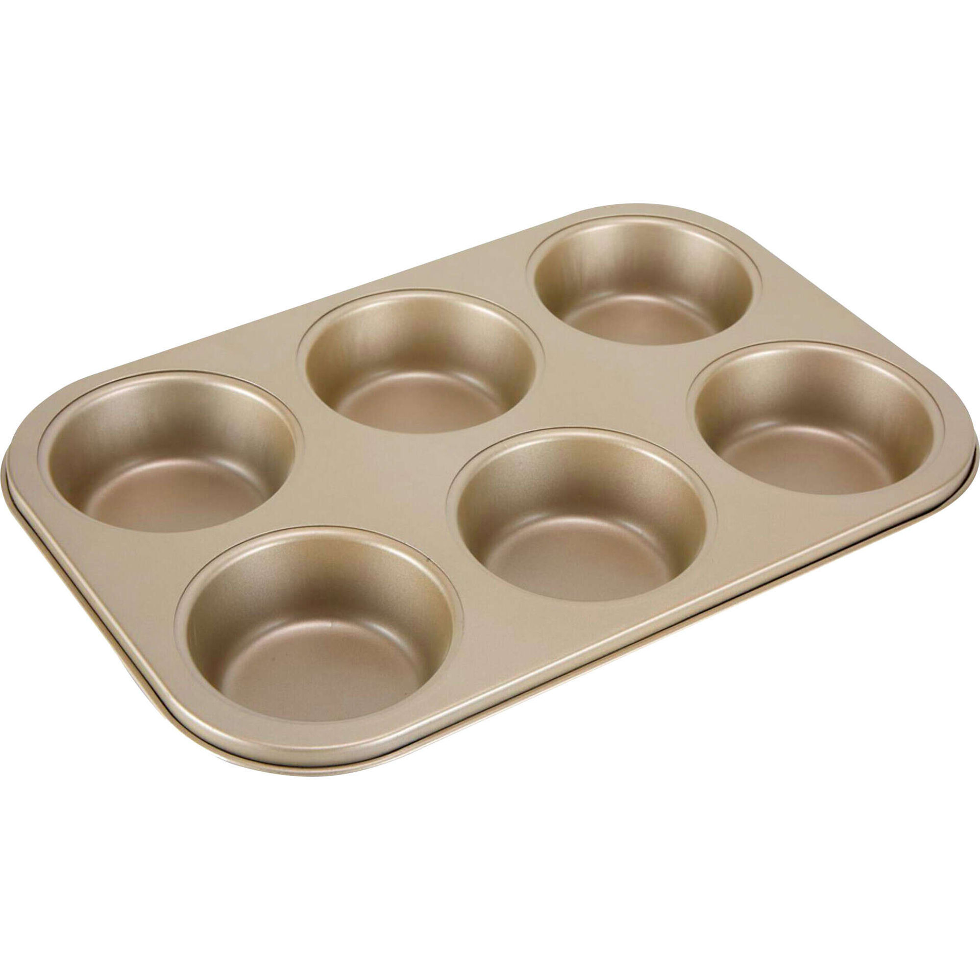 Forma 6 Muffins A&ccedil;o Carbono Dourada Chefe Kasa