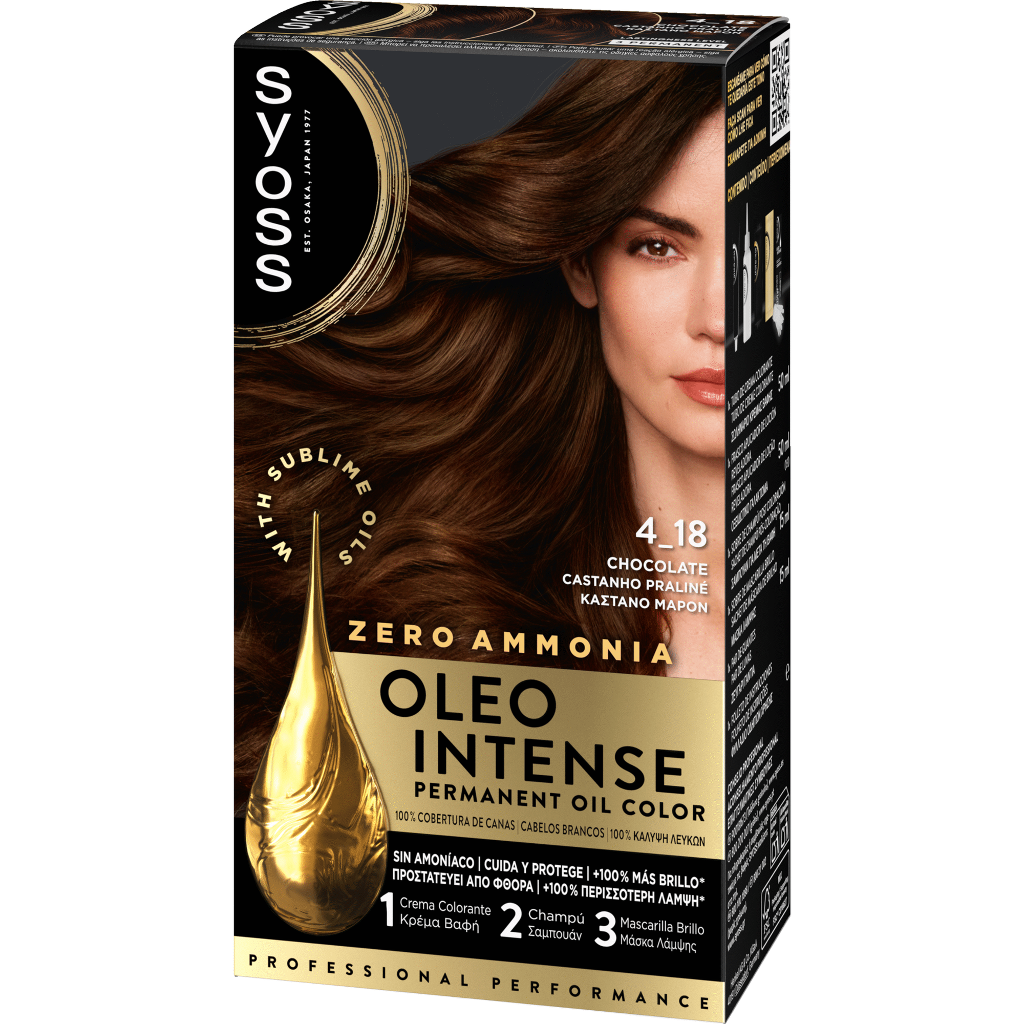 Colora&ccedil;&atilde;o Permanente Oleo Intense Castanho Pralin&eacute; 4.18 Syoss