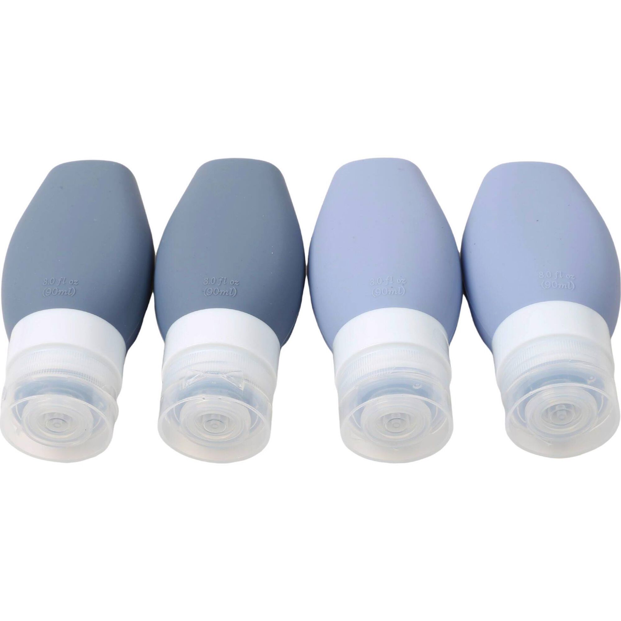 Conjunto 4 Frascos Viagem Silicone Azuis