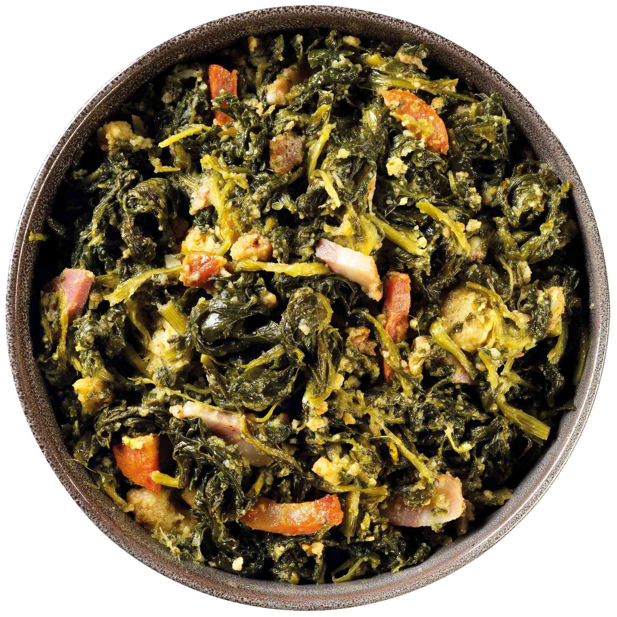 Migas de Grelos com Broa, Bacon e Chouriço Migas de Grelos com Broa, Bacon e Chouriço
