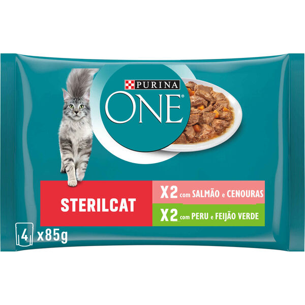 Comida Húmida para Gato Adulto Esterilizado Salmão e Peru Saquetas Purina One