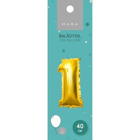 Balão Foil 40cm Nº 1 Dourado